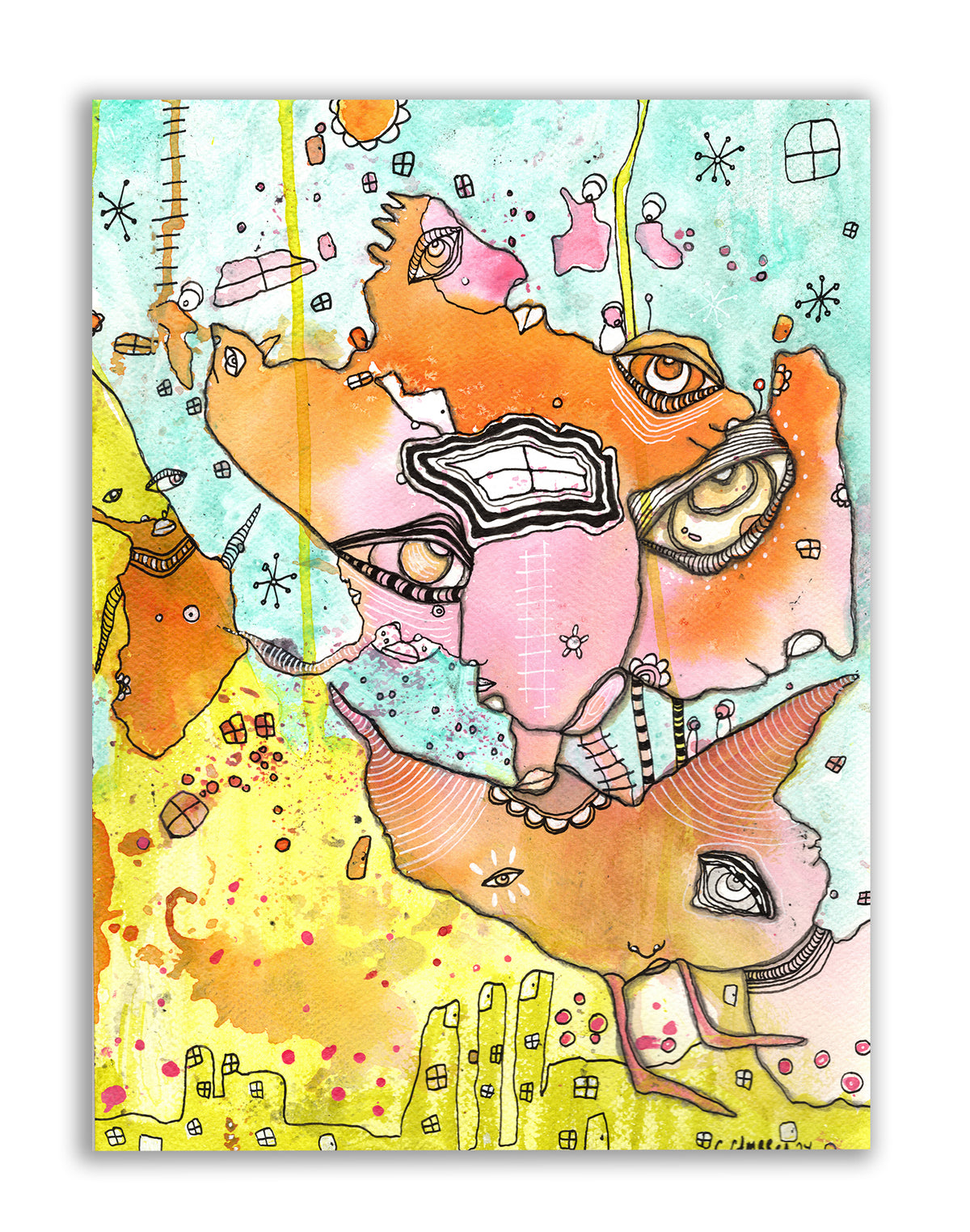 &quot;Just Fly Away&quot; Original Mixed Media art on Watercolor Paper