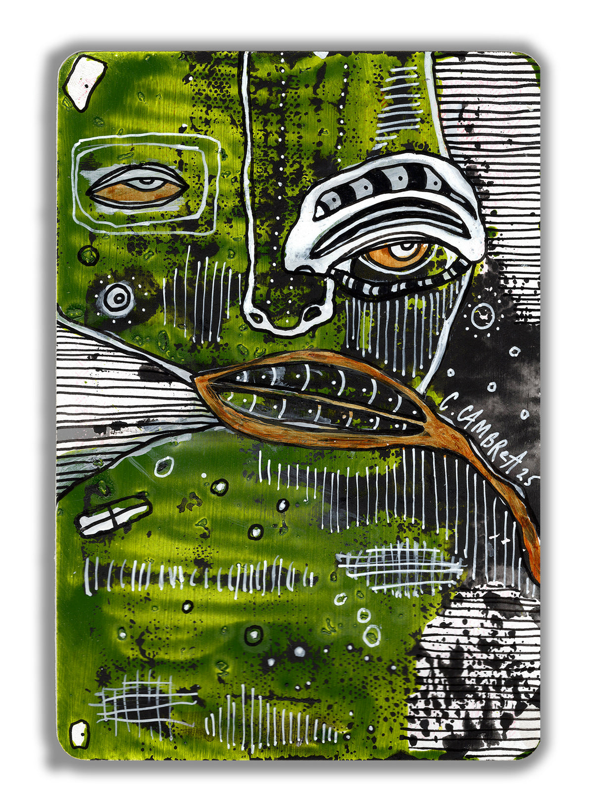 &quot;A King V1&quot; Original Mixed Media art on Playing Card