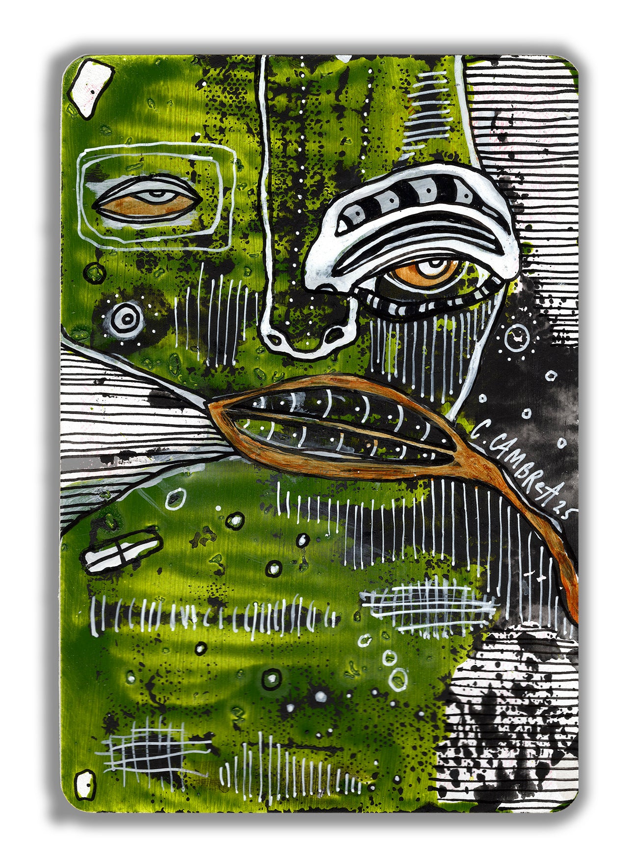 "A King V1" Original Mixed Media art on Playing Card