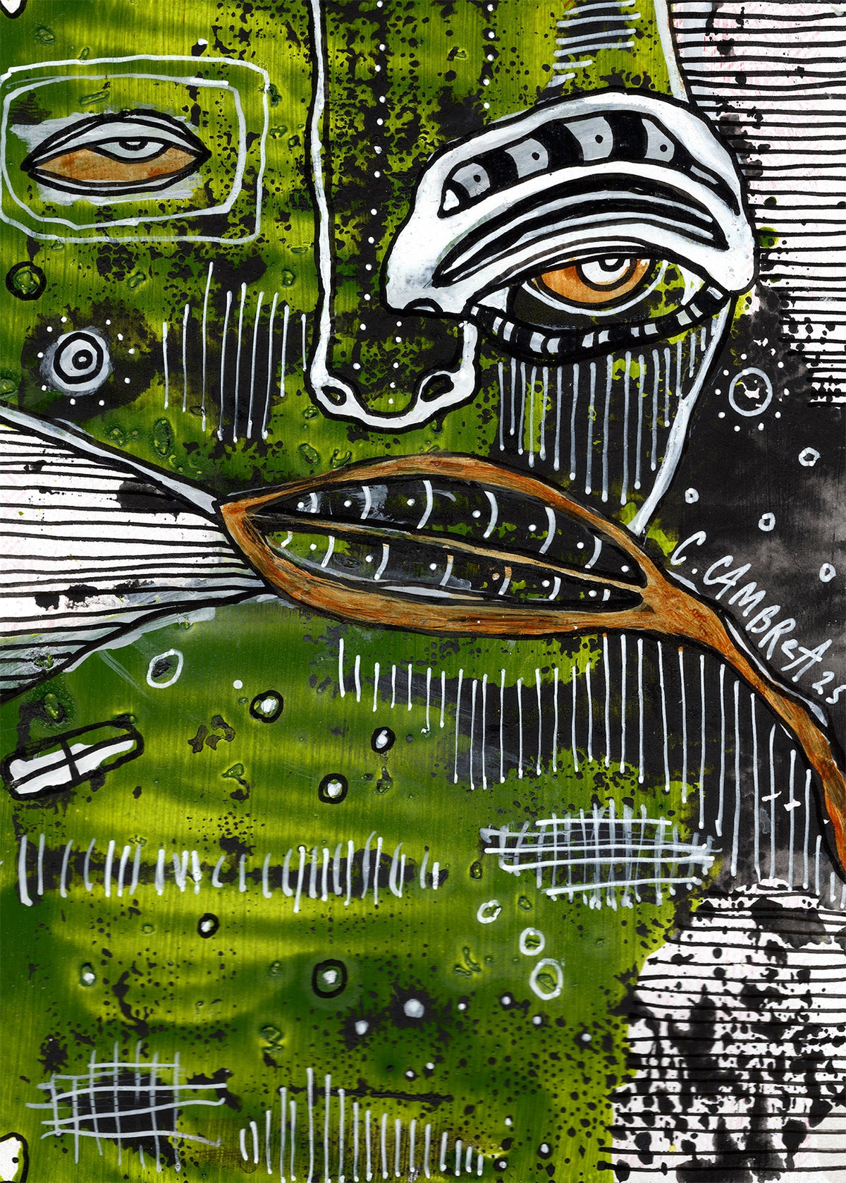 &quot;A King V1&quot; Original Mixed Media art on Playing Card