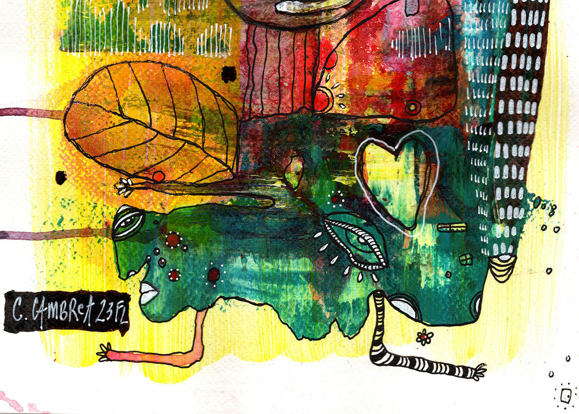 &quot;Lets Fly&quot; Original Mixed Media art on Watercolor Paper