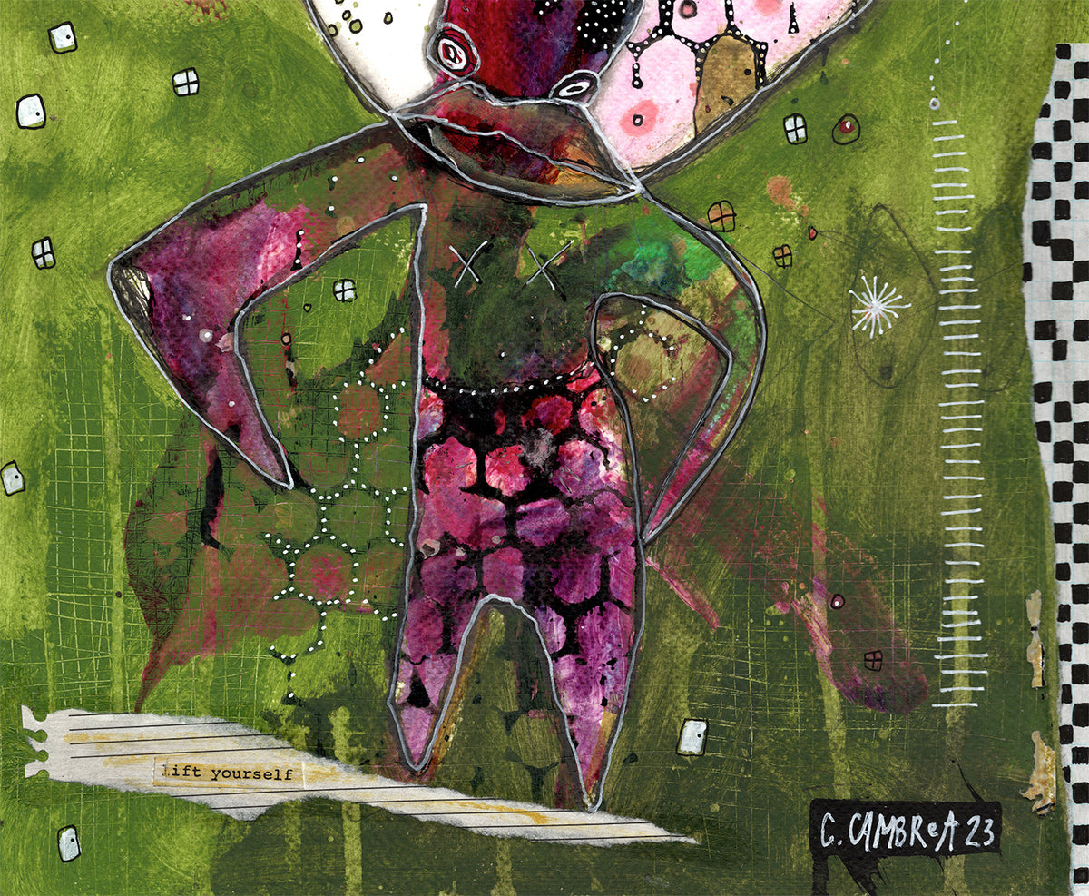 &quot;Lift Yourself&quot; Original Mixed Media Collage art on Watercolor Paper