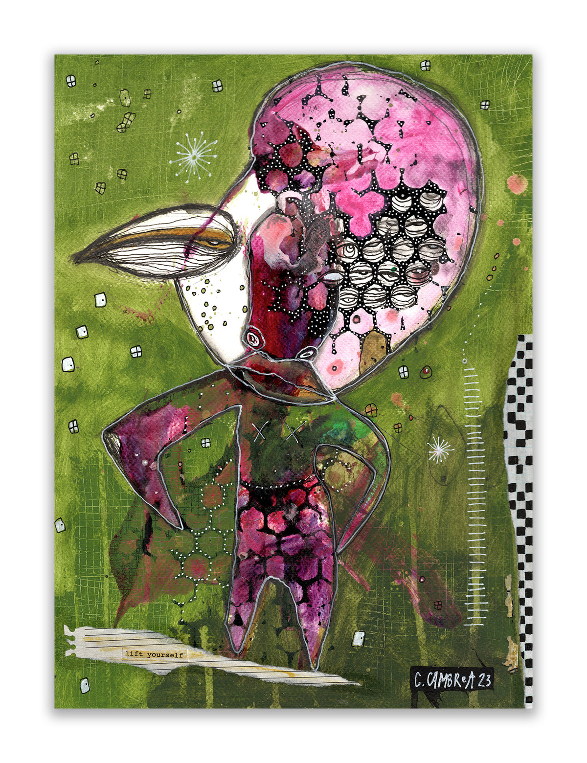 &quot;Lift Yourself&quot; Original Mixed Media Collage art on Watercolor Paper