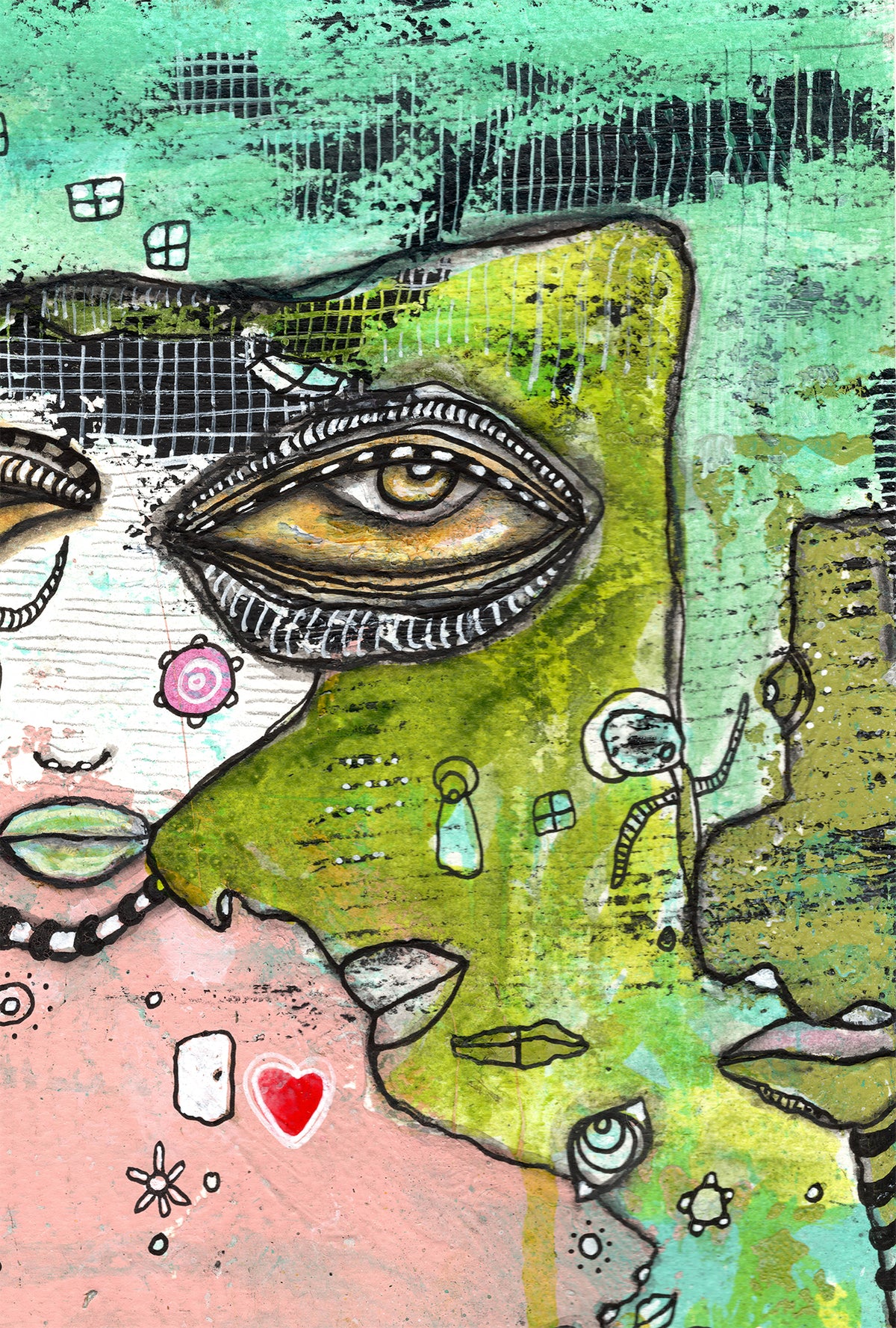 "MORE" Original Mixed Media art on Watercolor Paper — close-up