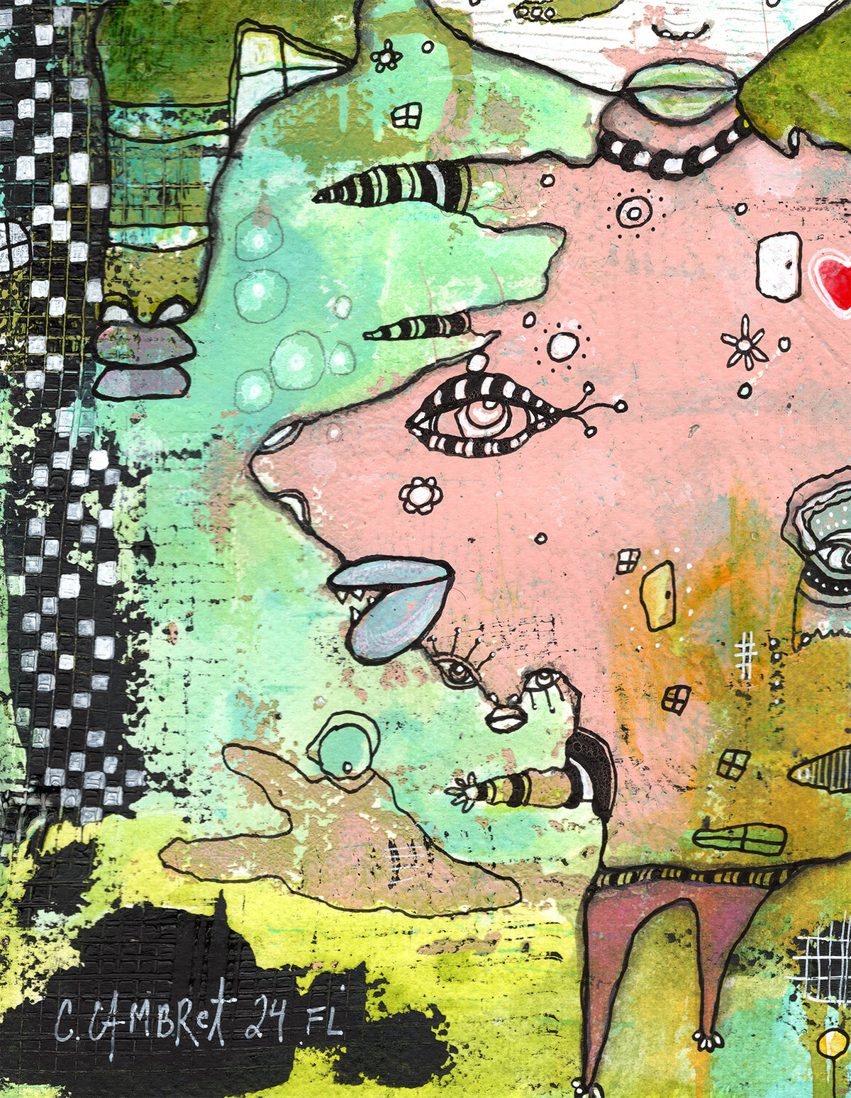 "MORE" Original Mixed Media art on Watercolor Paper — alternate angle