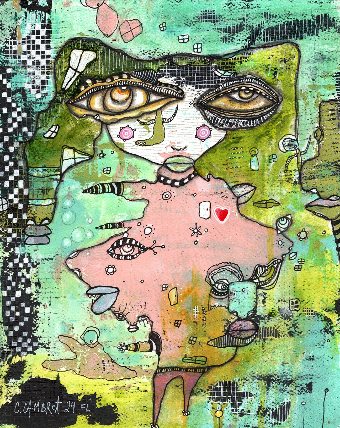 "MORE" Original Mixed Media art on Watercolor Paper