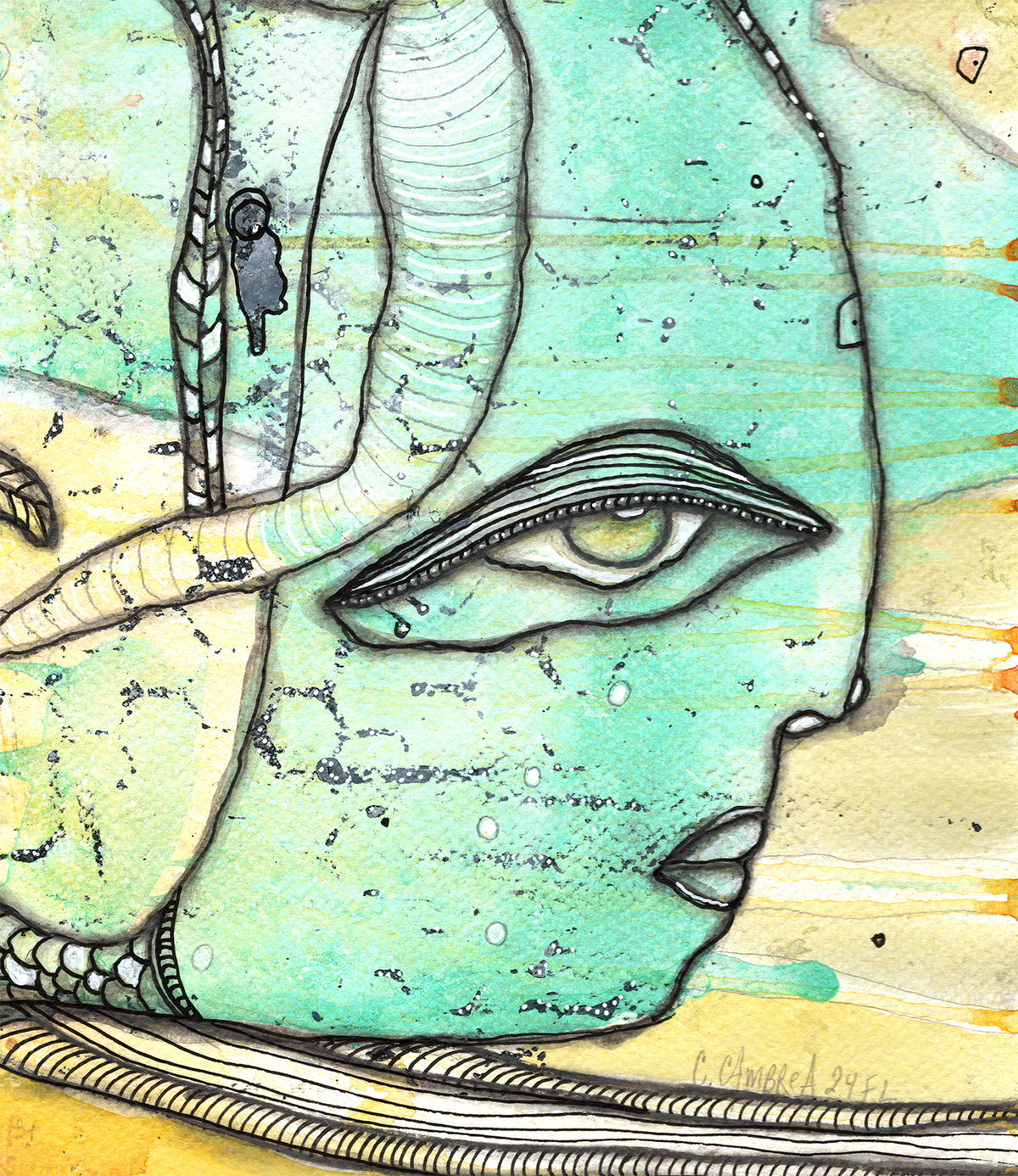 &quot;Mother of the Sea&quot; Original Mixed Media art on Watercolor Paper