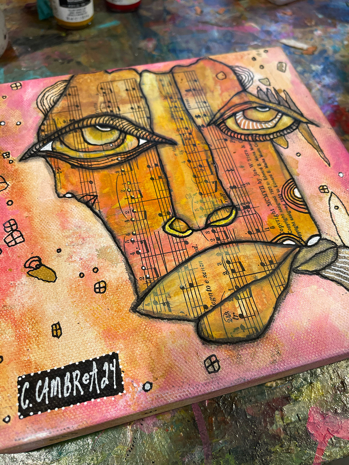 Original Fine Art  on canvas &#39;Music Man&#39;