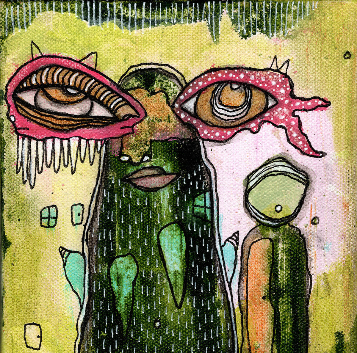 Original Fine Art on canvas &quot;My Green Friend&quot;