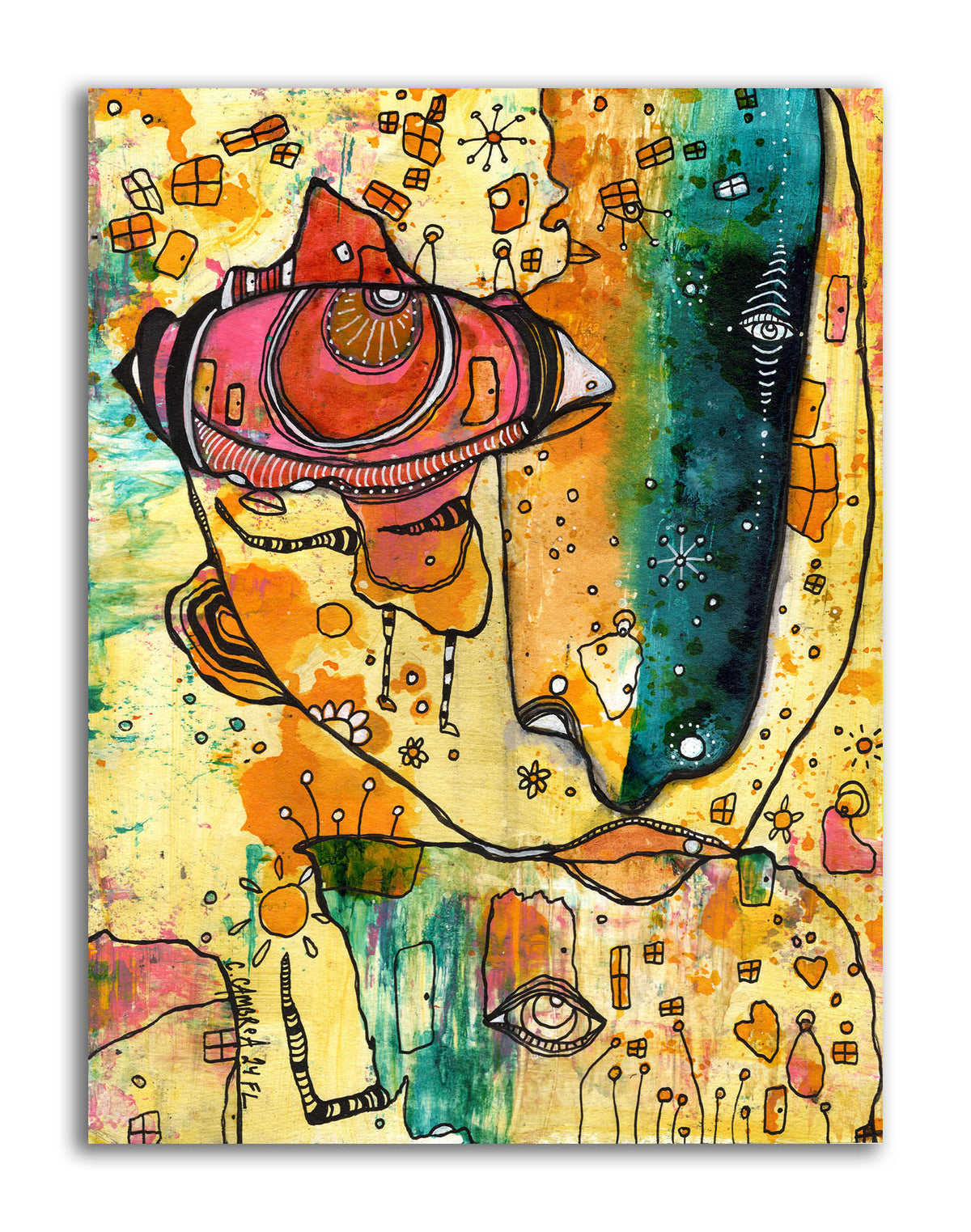 &quot;My Sunshine&quot; Original Mixed Media art on Watercolor Paper