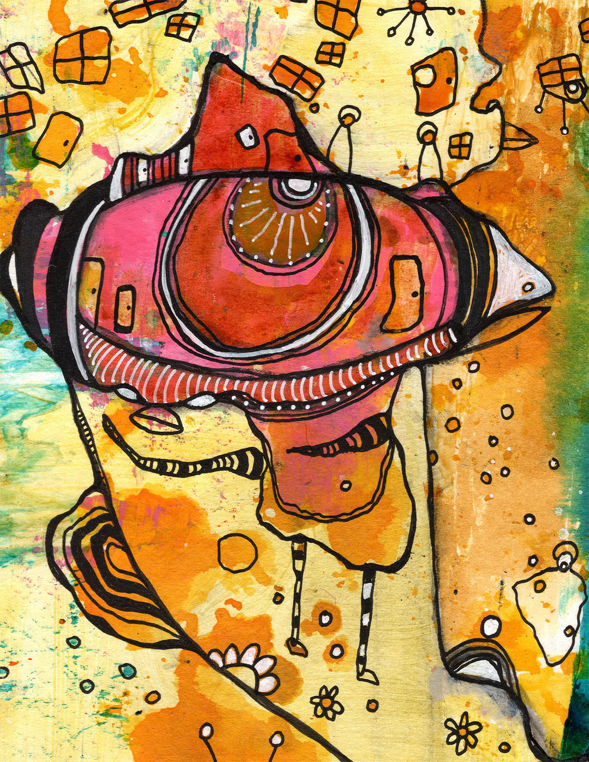 &quot;My Sunshine&quot; Original Mixed Media art on Watercolor Paper