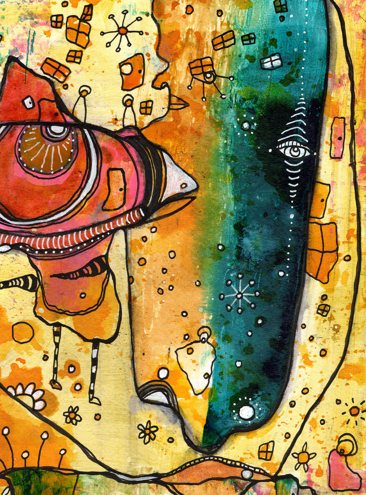 &quot;My Sunshine&quot; Original Mixed Media art on Watercolor Paper