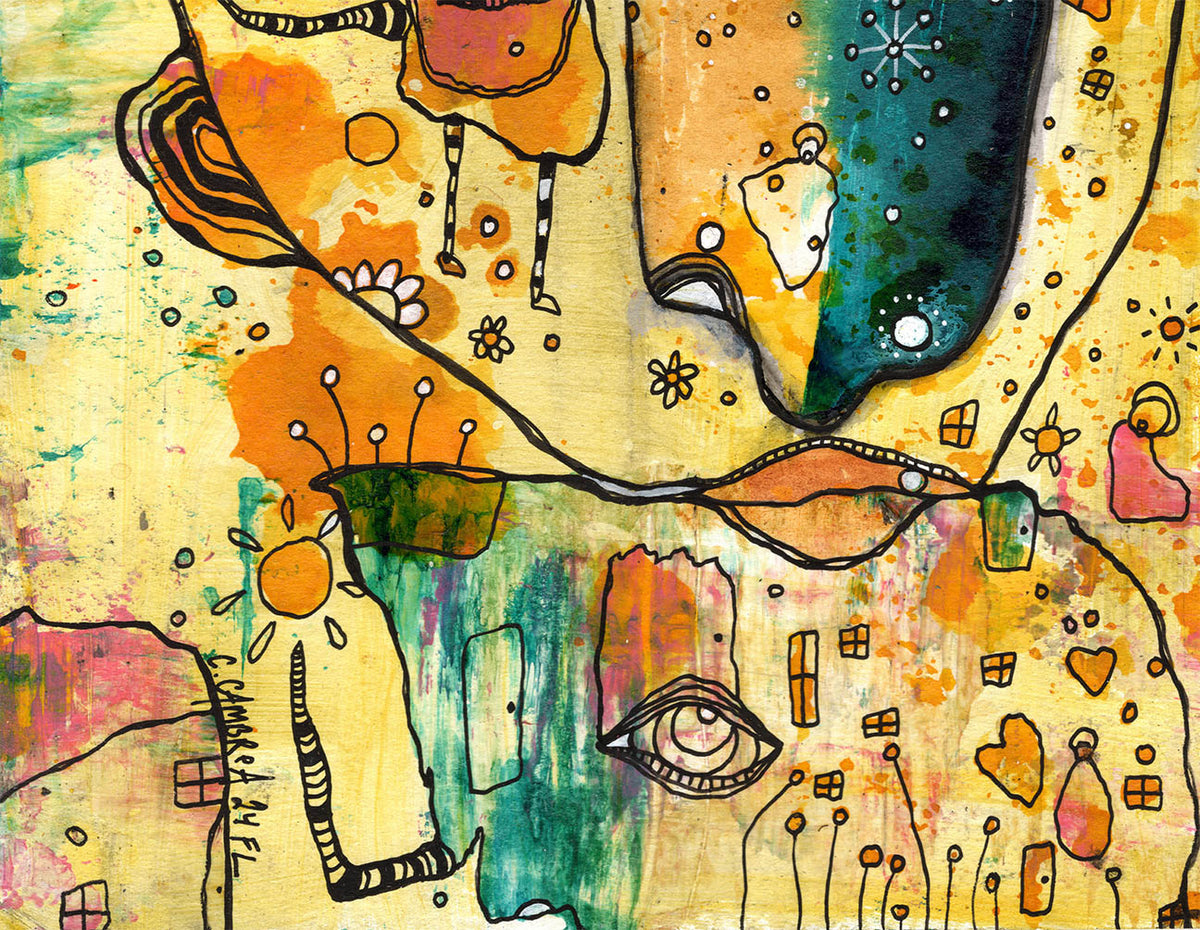 &quot;My Sunshine&quot; Original Mixed Media art on Watercolor Paper