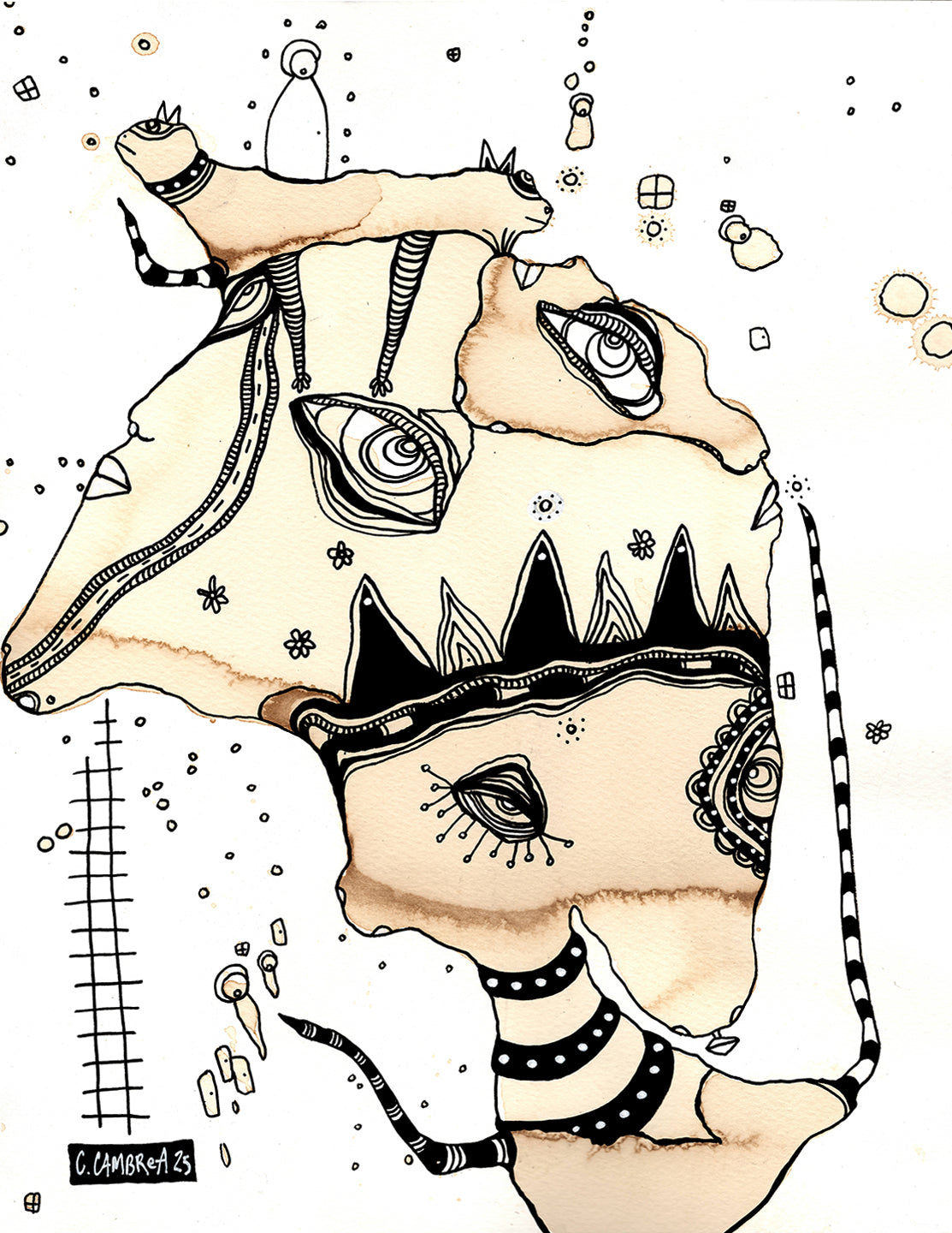 Original Coffee Stain on Watercolor Paper