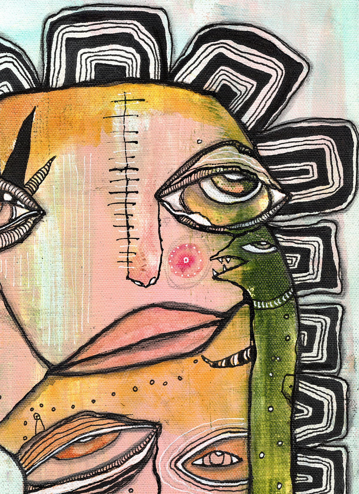 Fine Art on canvas &#39;Our Green Friend&#39;