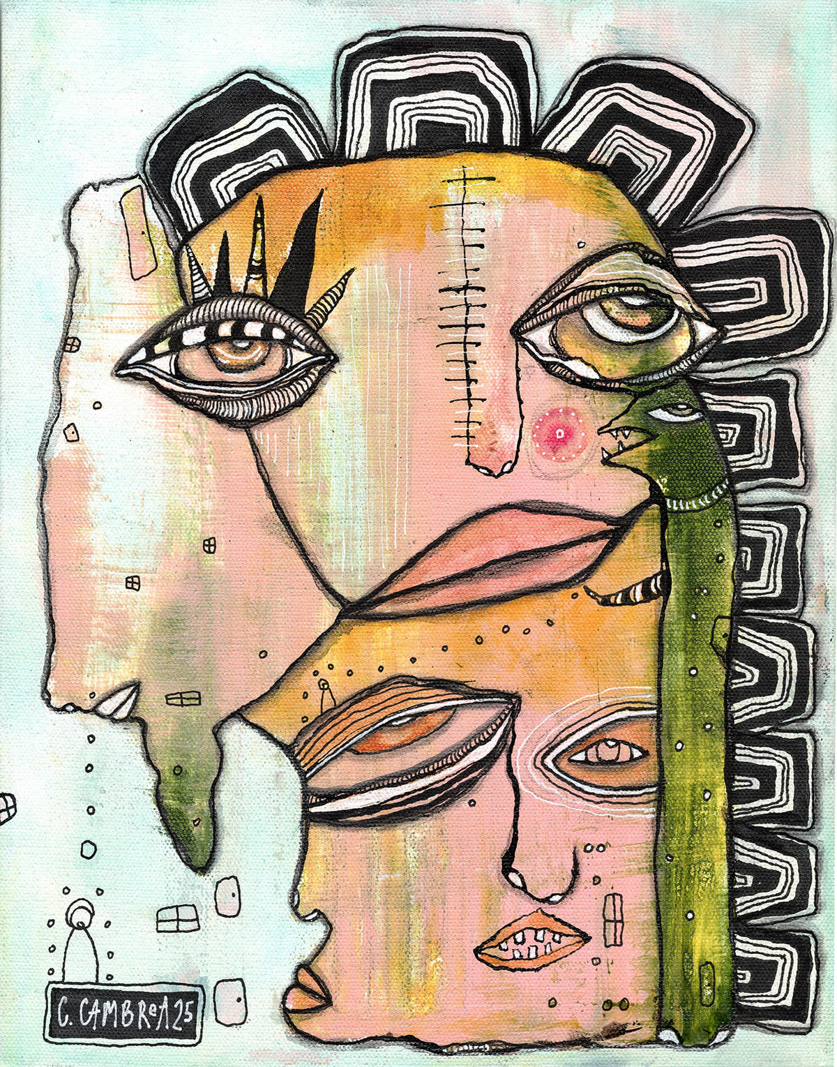 Fine Art on canvas &#39;Our Green Friend&#39;