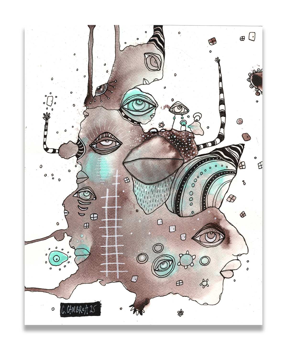 &quot;Pieced Together&quot; Original Mixed Media art on Watercolor Paper