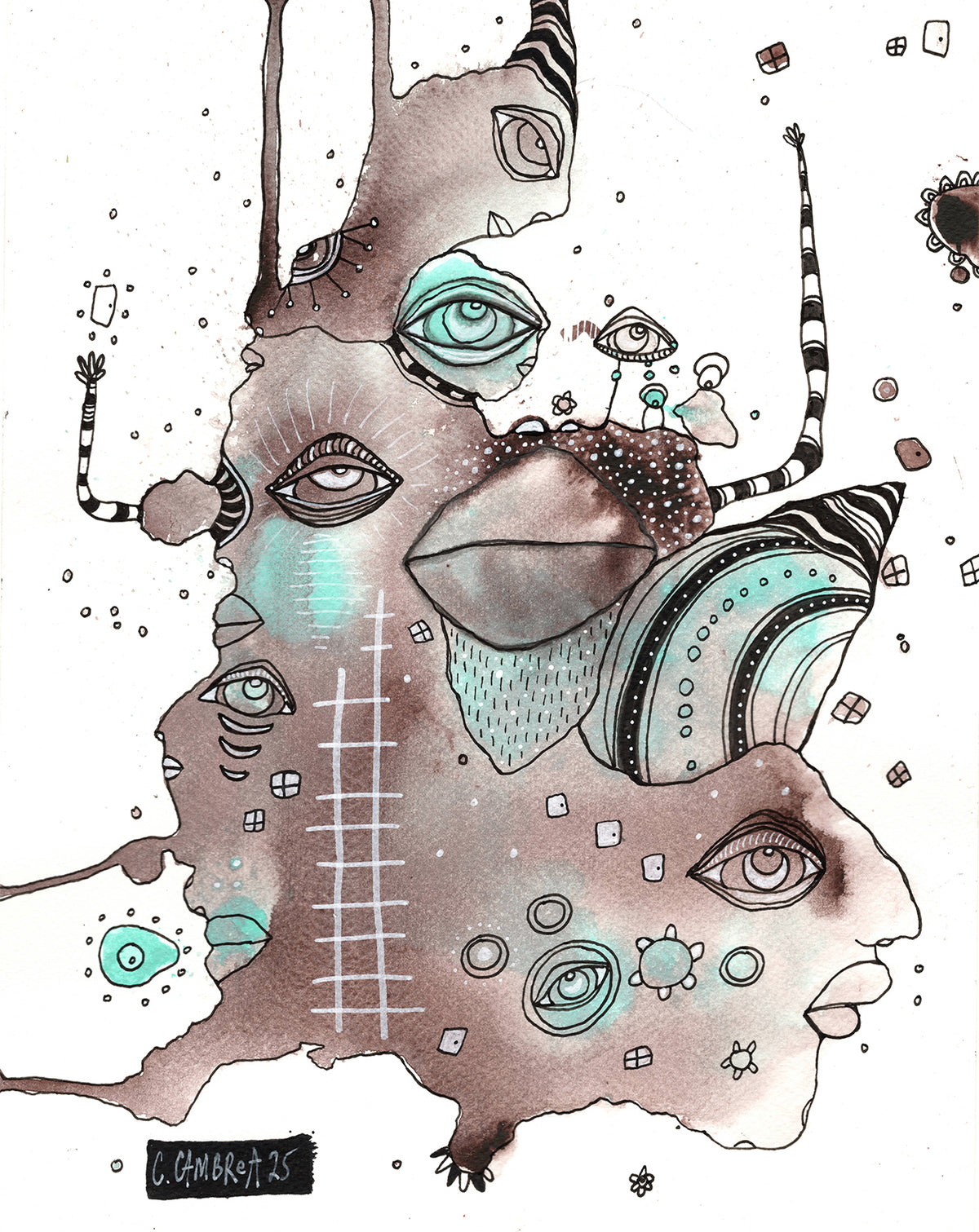 &quot;Pieced Together&quot; Original Mixed Media art on Watercolor Paper