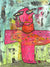 "Pinky" Original Mixed Media art on Watercolor Paper