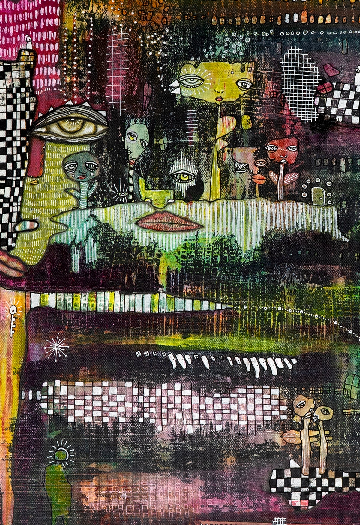 Original Fine Art on canvas &#39;Party in the garden&#39;