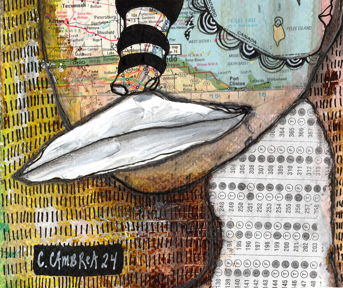"Ride or Die" Original Mixed Media art on Watercolor Paper — alternate angle
