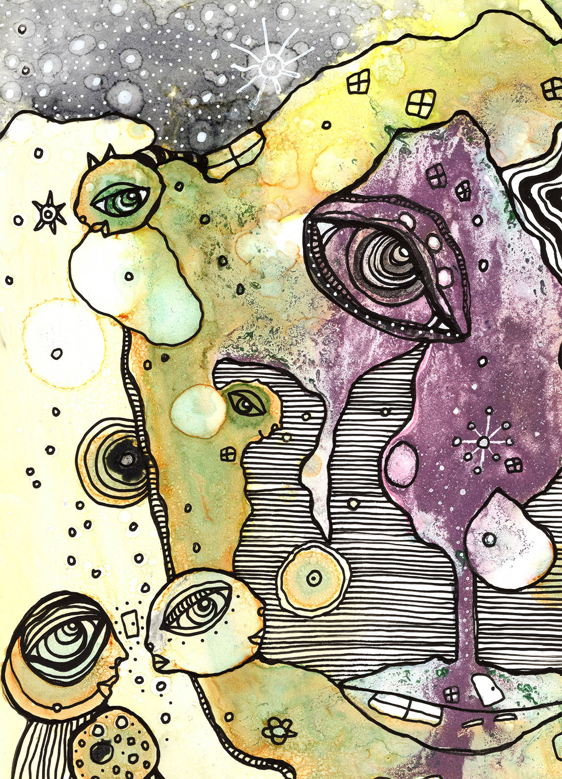 &quot;Reminiscing&quot; Original Mixed media Art Yupo Paper