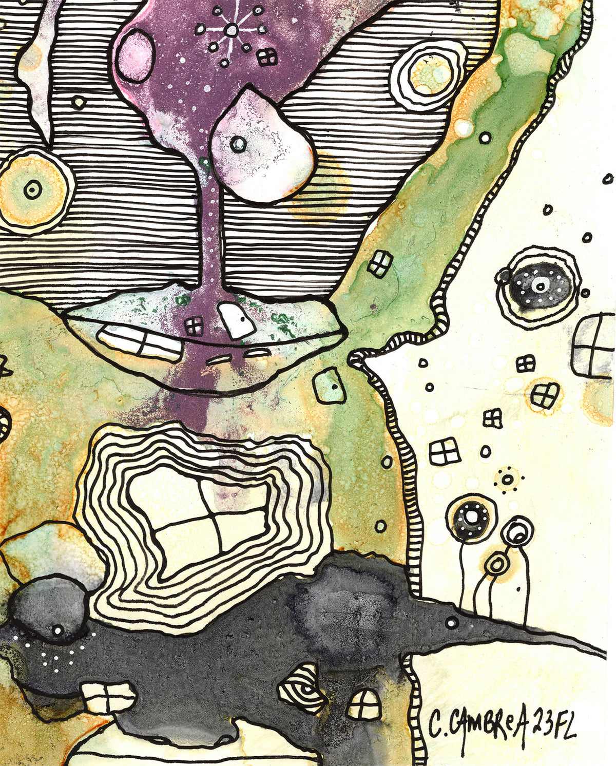 &quot;Reminiscing&quot; Original Mixed media Art Yupo Paper