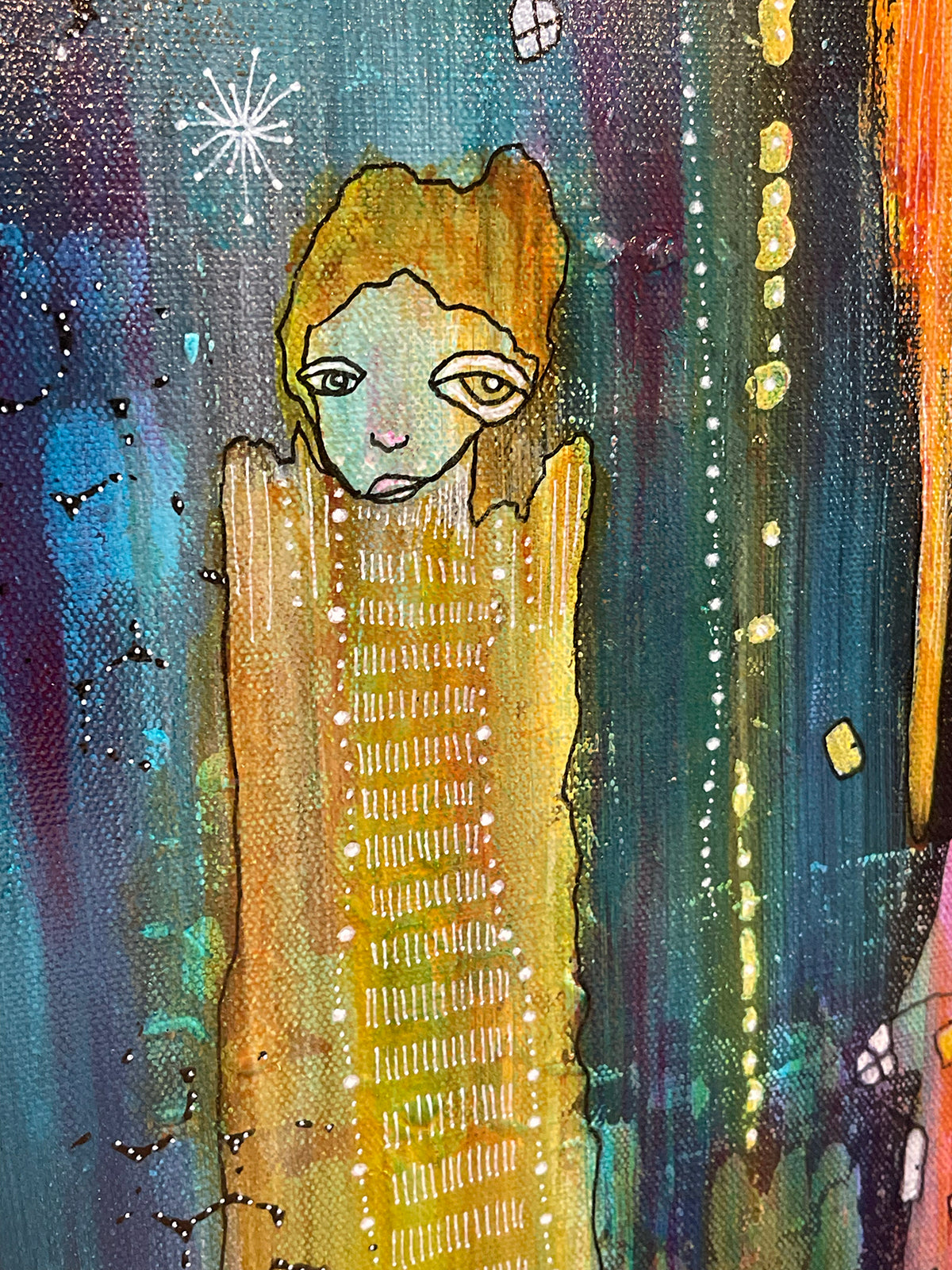 Original Fine Art on Canvas with jewels &#39;Shine Free&#39;