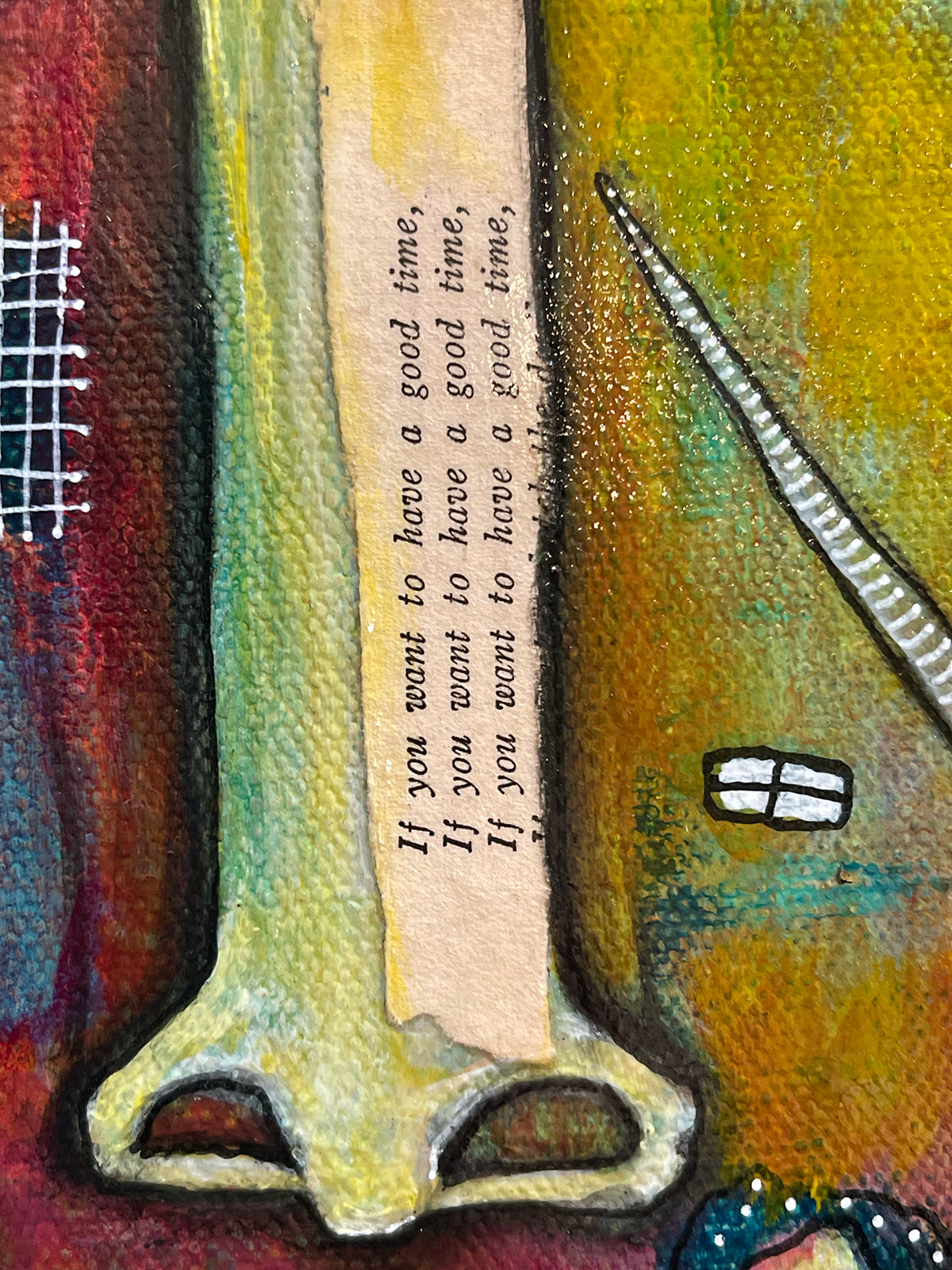 Original Fine Art on Canvas with jewels &#39;Shine Free&#39;