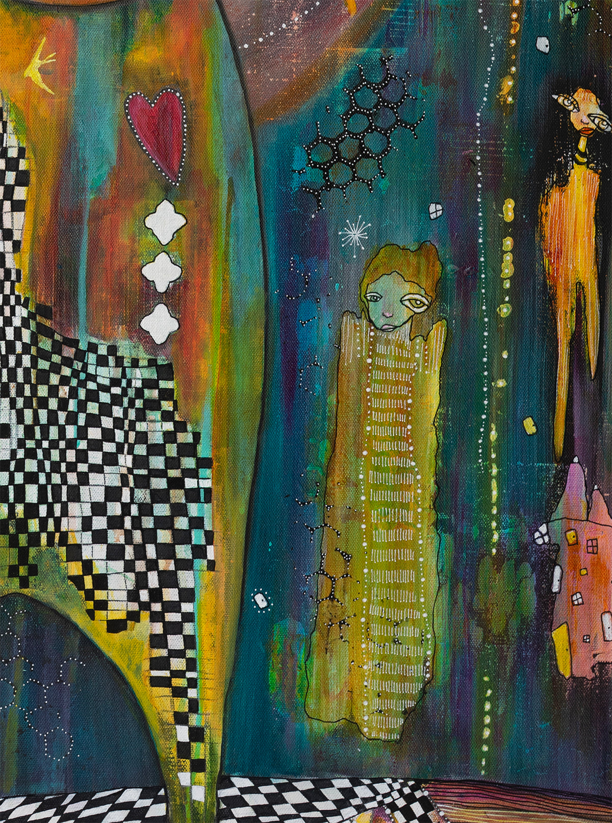 Original Fine Art on Canvas with jewels &#39;Shine Free&#39;