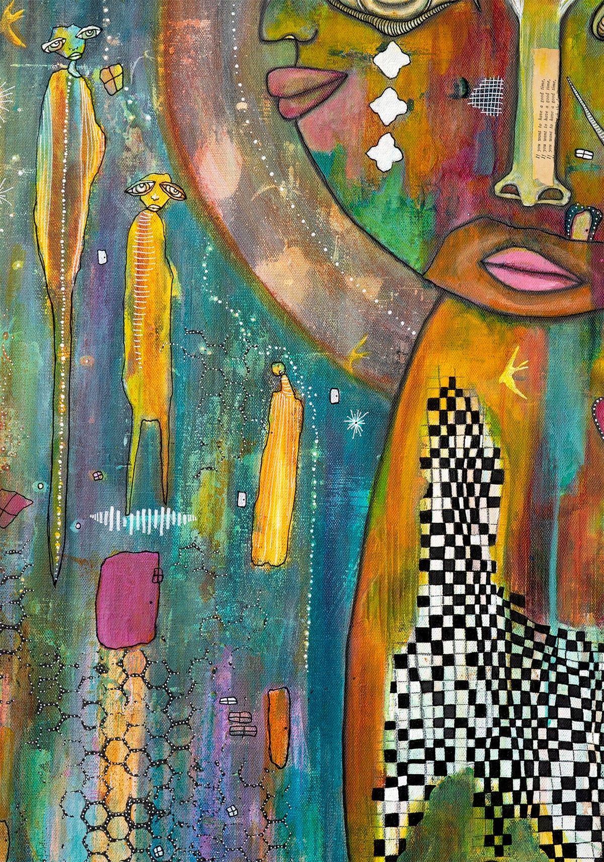 Original Fine Art on Canvas with jewels &#39;Shine Free&#39;