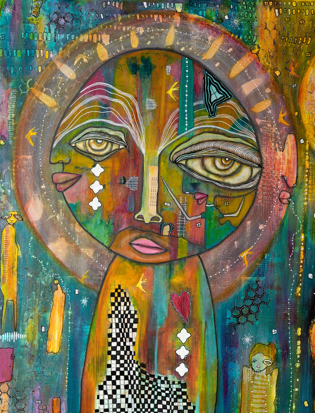 Original Fine Art on Canvas with jewels &#39;Shine Free&#39;