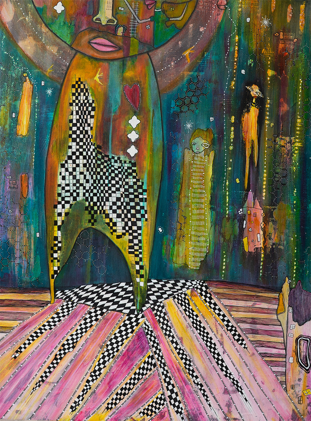 Original Fine Art on Canvas with jewels &#39;Shine Free&#39;