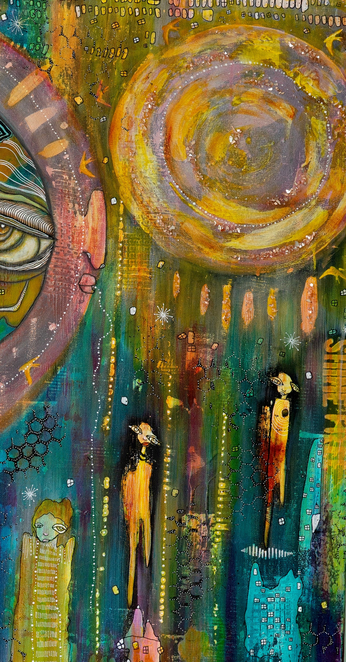 Original Fine Art on Canvas with jewels &#39;Shine Free&#39;