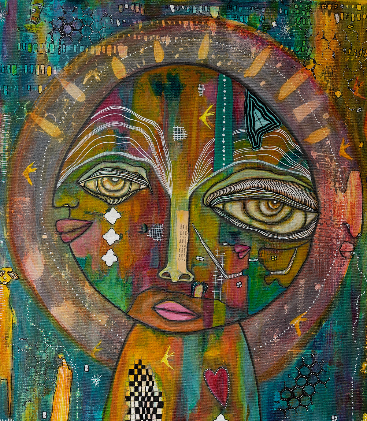 Original Fine Art on Canvas with jewels &#39;Shine Free&#39;