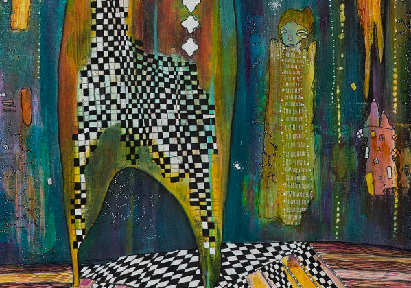 Original Fine Art on Canvas with jewels &#39;Shine Free&#39;