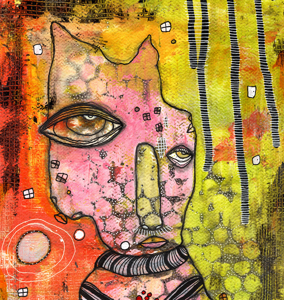 &quot;Smell the Roses&quot; Original Mixed Media art on Watercolor Paper