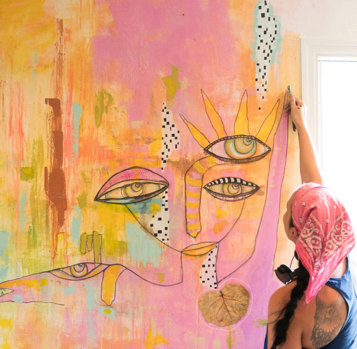 &quot;Feel the Light&quot; Original art with gold leaf