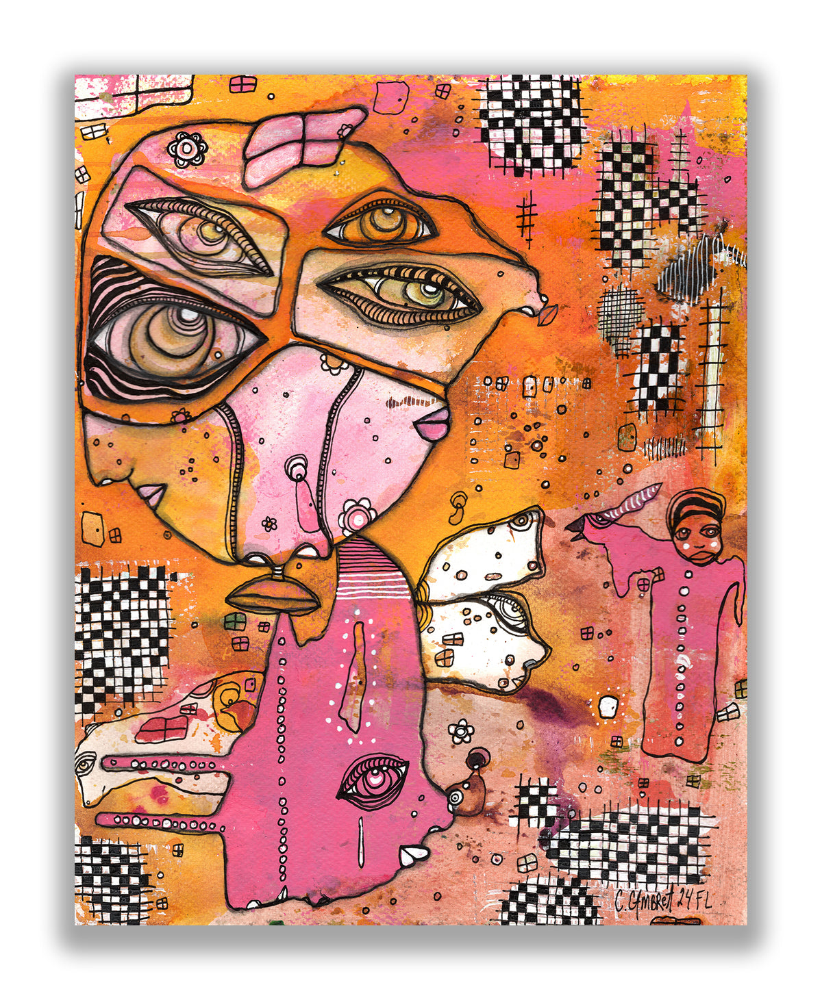 &quot;Sybil&quot; Original Mixed Media art on Watercolor Paper