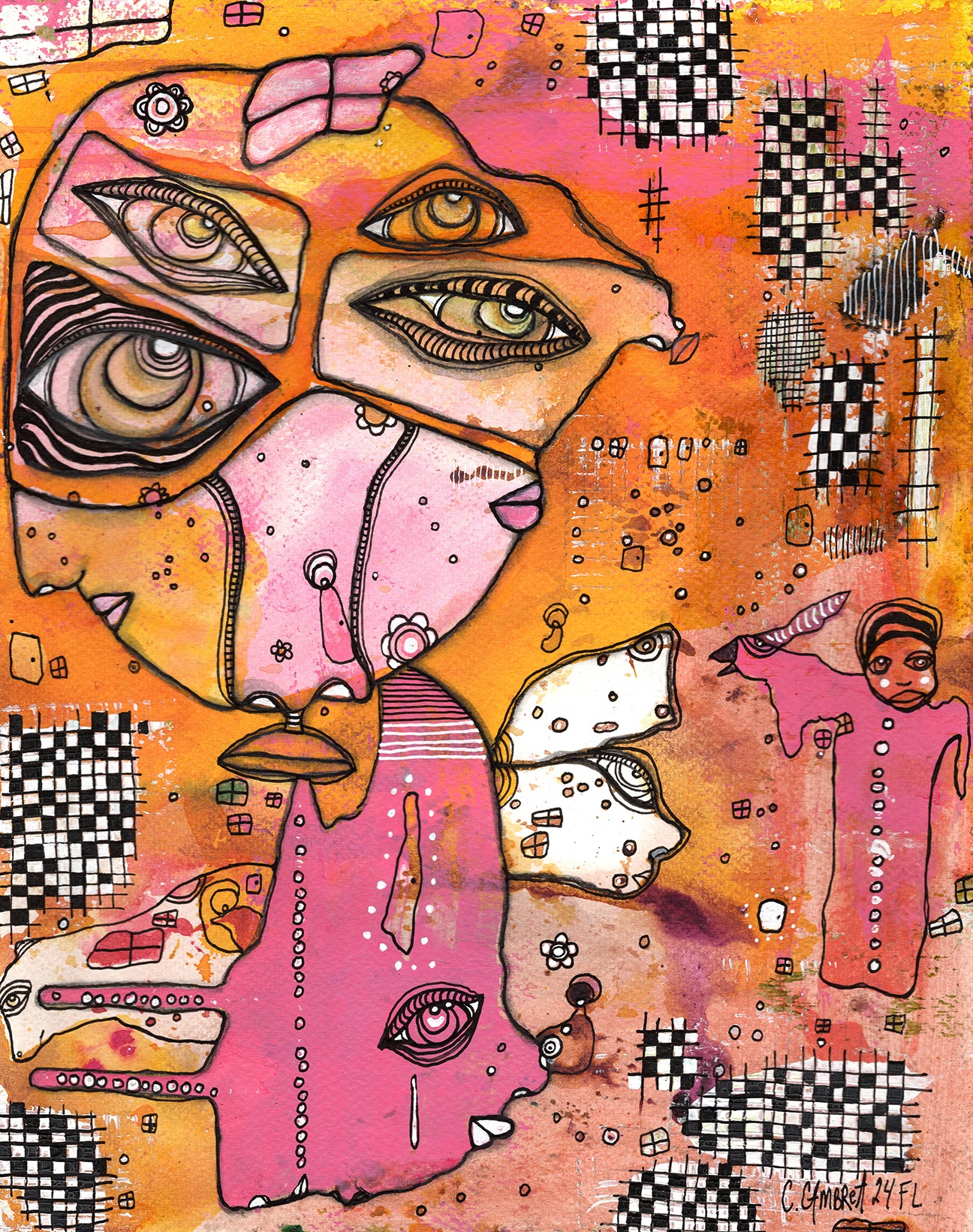 "Sybil" Original Mixed Media art on Watercolor Paper