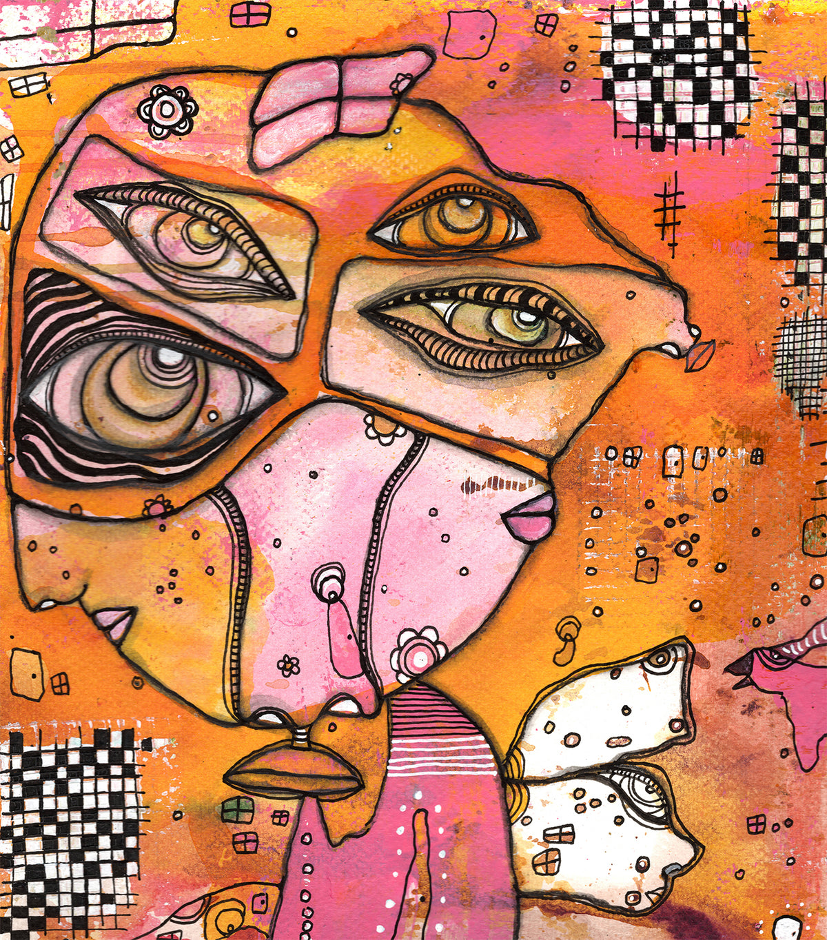 &quot;Sybil&quot; Original Mixed Media art on Watercolor Paper