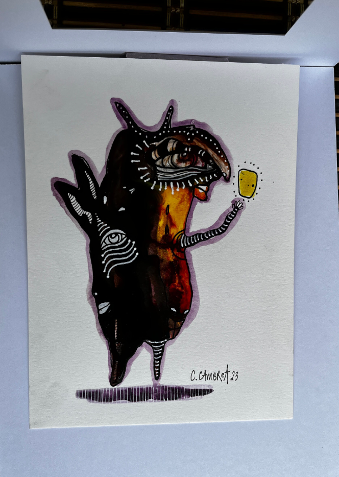 &quot;Happy Vermin&quot; Original art on watercolor paper