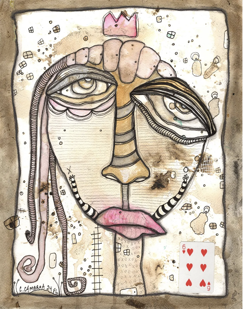 "Queen" Original Mixed Media art on Watercolor Paper