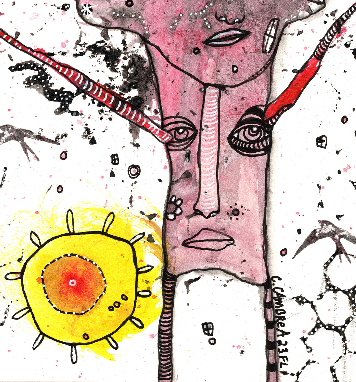 &quot;Sun Salute&quot; Original Mixed Media art on Watercolor Paper