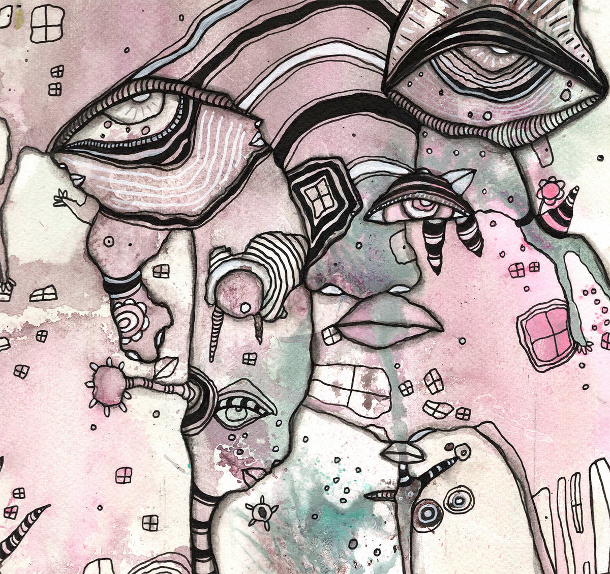 &quot;Tangled&quot; Original Mixed Media art on Watercolor Paper