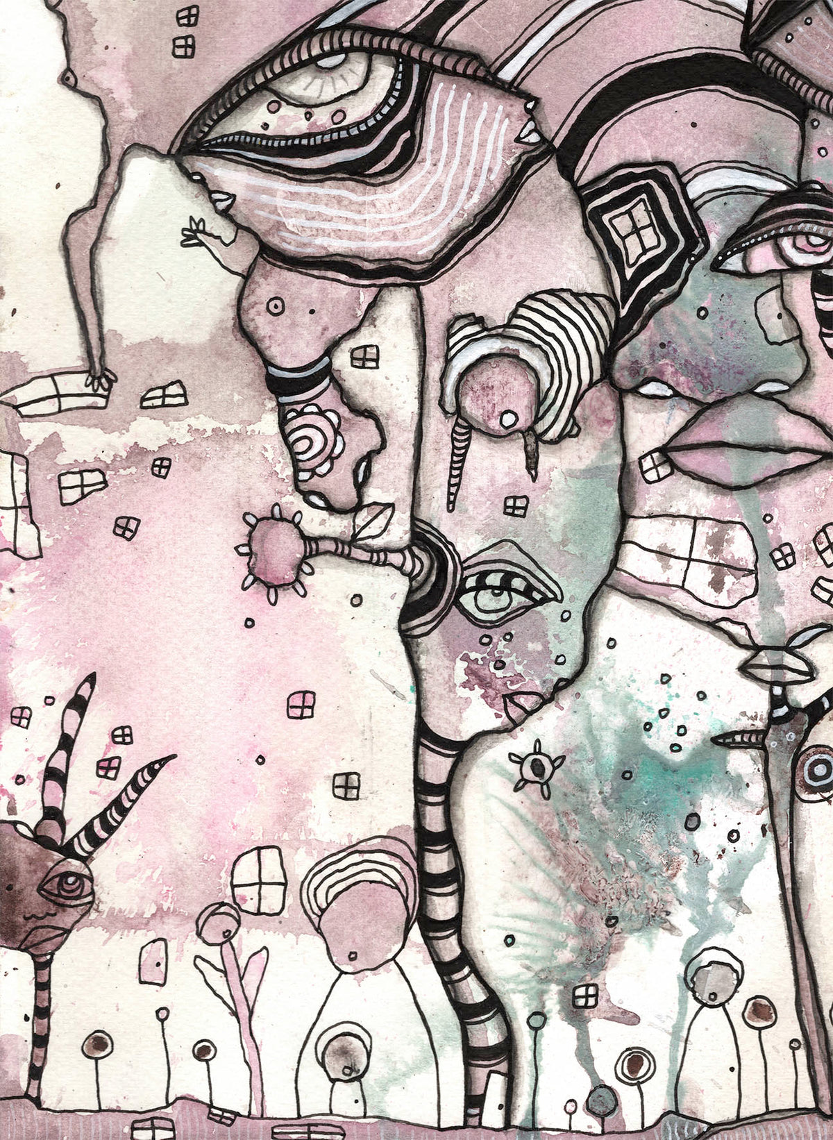 &quot;Tangled&quot; Original Mixed Media art on Watercolor Paper