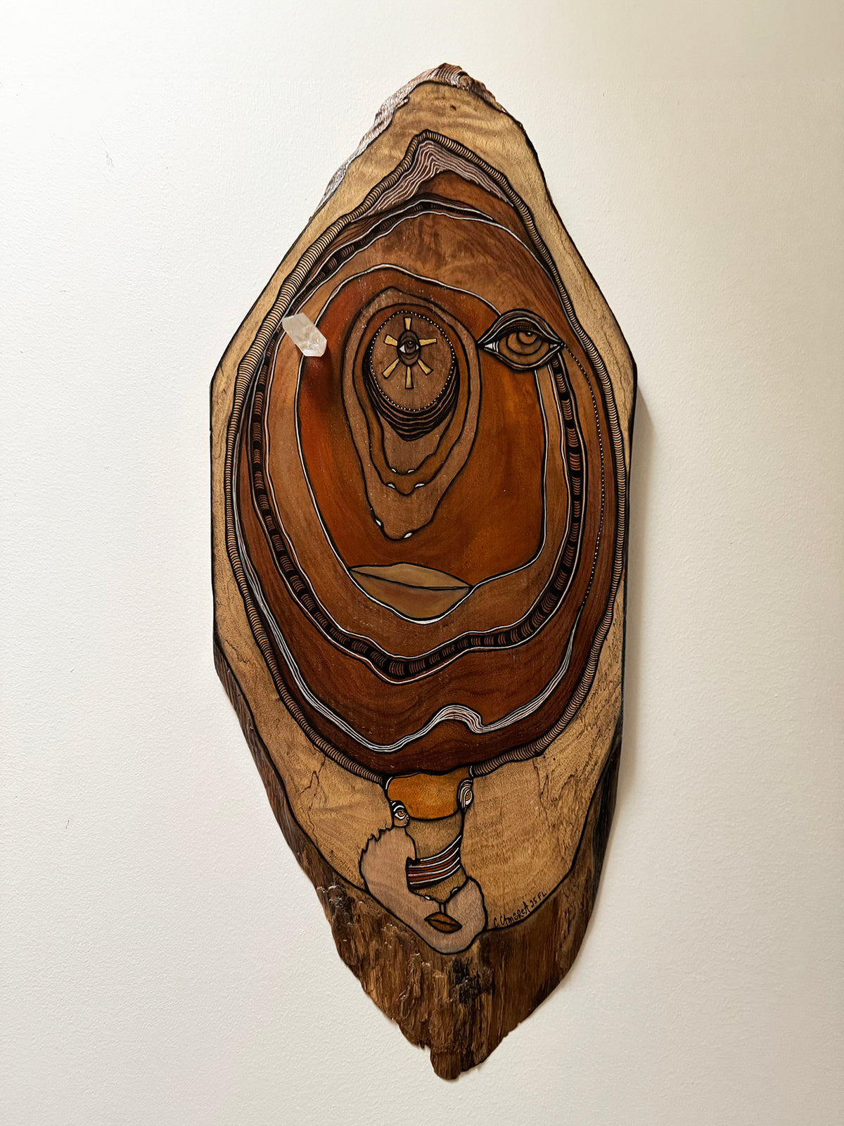 Fine Art on Wood &quot;The Healer&quot; with a Lemurian crystal