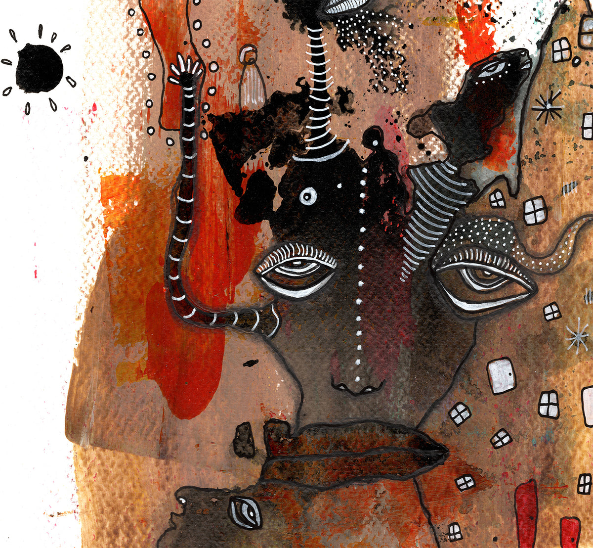 &quot;They&#39;re all here&quot; Original Mixed Media art on Watercolor Paper