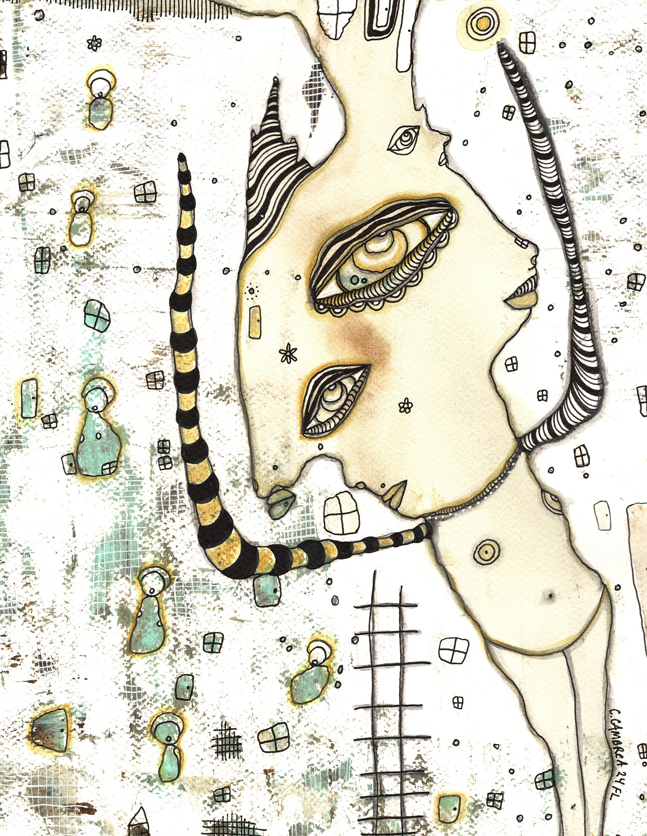"They Won't Let me Fall" Original Mixed Media art on Watercolor Paper
