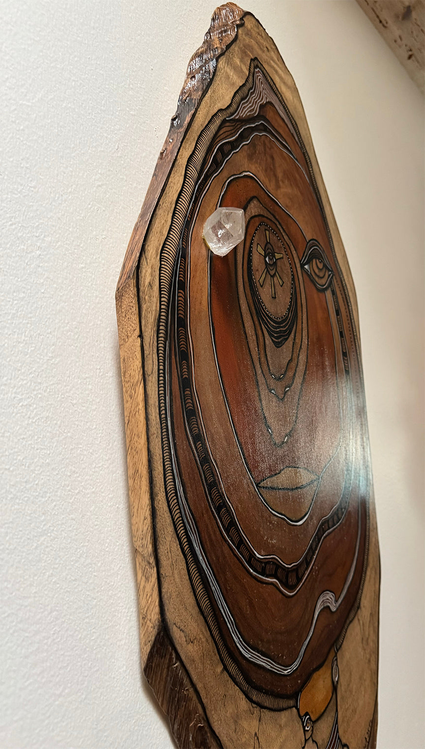 Fine Art on Wood &quot;The Healer&quot; with a Lemurian crystal